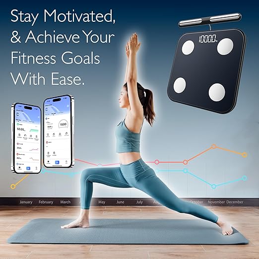 The Body Smart Scale: 8-Electrode Health Pod Scale with 40+ Measurements Including Weight Fat BMI Muscle Mass - Full Body Composition 400 lbs Limit 4xAAA Batteries Included