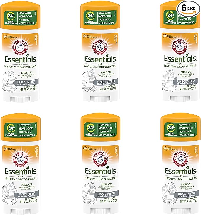 Arm &amp Hammer Deodorant 2.5 Ounces Essentials Unscented (6 Pack)