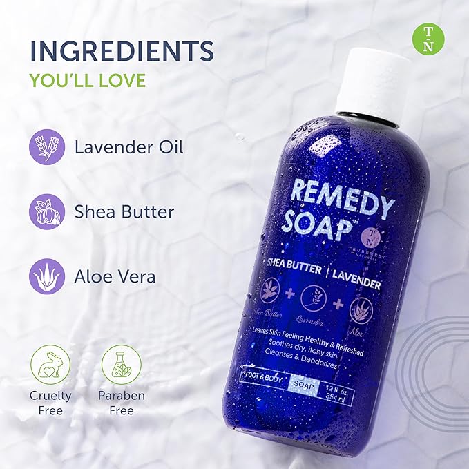 Truremedy Naturals Body Wash 2-pack (12 oz Each) Natural Antifungal Shower Gels - Tea Tree &amp Peppermint and Lavender
