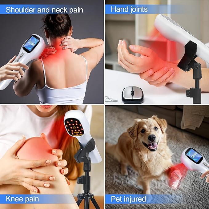 Cold Laser Therapy Device with LED Display Infrared Light Therapy for Body (4x808nm +14X650nm) Red Light Therapy for Pain Relief Joint and Muscles for Humans/Pet 8.6×2.1 Inch