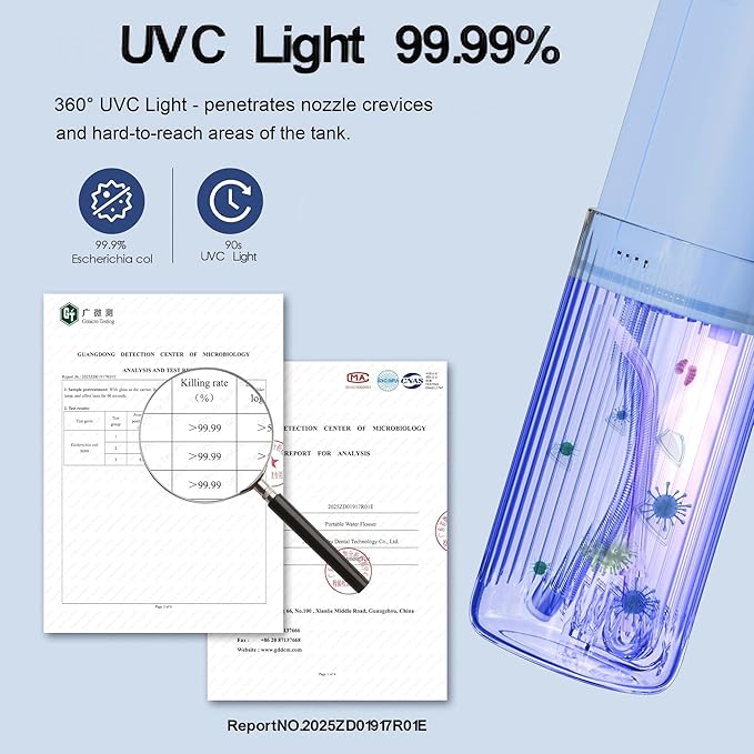 Portable Mini Water Flosser 225ML Long-Lasting Endurance Travel Cordless Oral Irrigator for Gum Care/Implants/Braces (Blue(8Tips))