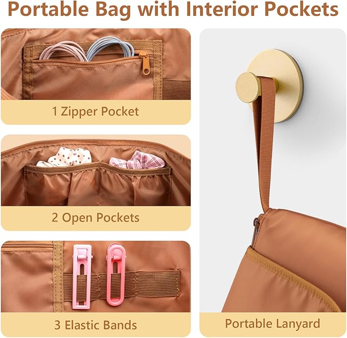 MOKURA Hot Hair Tools Travel Bag with Heat Resistant Mat Removable Hair Accessories Organizer Case Women Travel Essentials Storage Pouch for Curling Iron Straightener Flat Iron Hair Dryer Brown