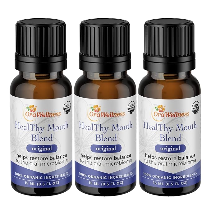 OraWellness Healthy Mouth Blend Tooth Oil 3 Pack + BrushEco Bamboo Toothbrush with 3 Rows