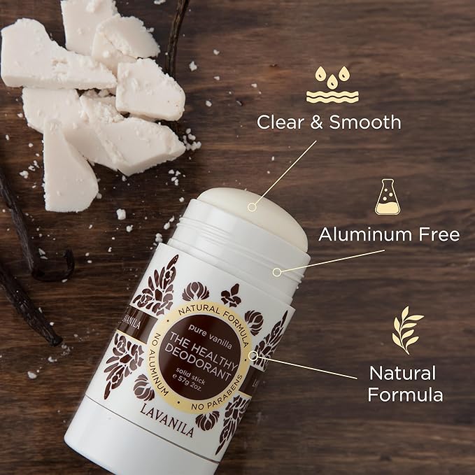 Lavanila Pure Vanilla Deodorant for Women 2-Pack (2 Oz Each) - Natural Aluminum Free Solid Stick Deodorant Made In USA Vegan