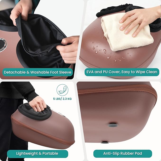 Nekteck Shiatsu Foot Massager with Heat 2026 Upgraded Air Compression Electric Heated Feet Massage for Neuropathy Plantar Fasciitis Deep Kneading Therapy Improve Blood Circulation Size Up to US 13