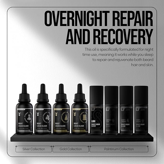 The Beard Struggle Night Liquid Elixir Beard Oil - Silver Collection - Alfheim's Forests - Softens Moisturizing &amp Healthier Beard Growth - Vegan-Friendly Beard Growth Oil (1 Fl oz)