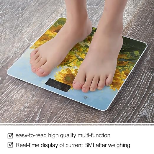 Floralsea Smart Scale for Body Weight Digital Bathroom Scale Toughened Glass Weight Scale with Large LCD Backlight Display High Precision Scales Weighing Machine