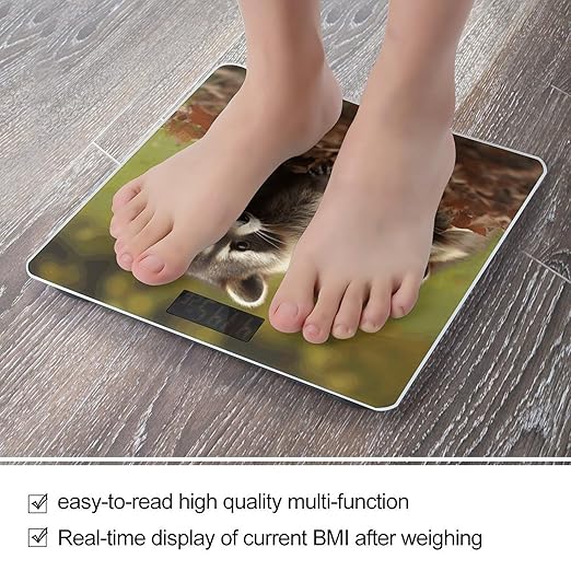RaccoonScale for Body Weight with LCD High Precision Weighing Scales Fashion Sturdy Tempered Glass Weight Scales Easy-to-Read Digital Bathroom Scale for Daily 400lb