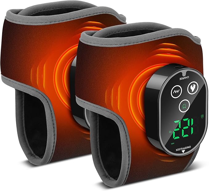 2PCS Cordless Foot and Ankle Massager with Heat Ankle Heating Pads Rechargeable Heated Foot Brace Wrap 3 Vibration and 4 Heating Modes