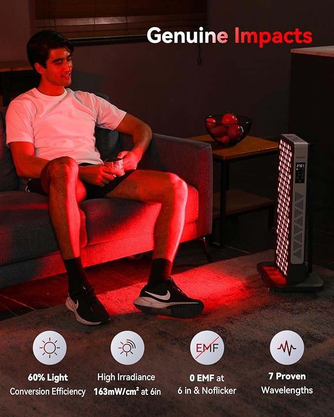 Red Light Therapy for Body Face 3+4 Chips 7 Wavements 460nm-880nm Red Light Panel with 4 Modes Dimmable &amp Timer Blue Lights Infrared Light Therapy for Home Office Gym Elite 156 LEDs
