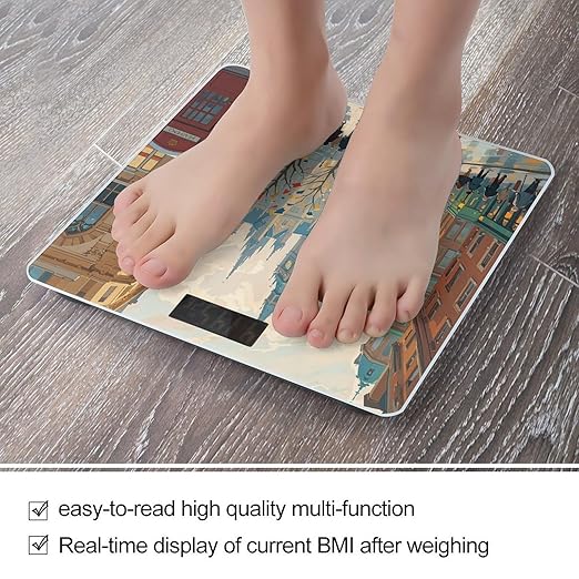London Impression Scale for Body Weight Digital Bathroom Scale Toughened Glass High Precision Scales for Body Weight with Large LCD Backlight Display Weight Scales