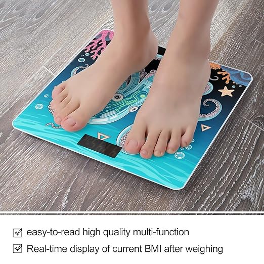 Mechanical Octopus Bathroom Scale for Body Weight LCD Display Digital Bathroom Scale Tempered Glass Bathroom Weight Scales Fashion Smart Scales for Home Bedroom 400 Lb