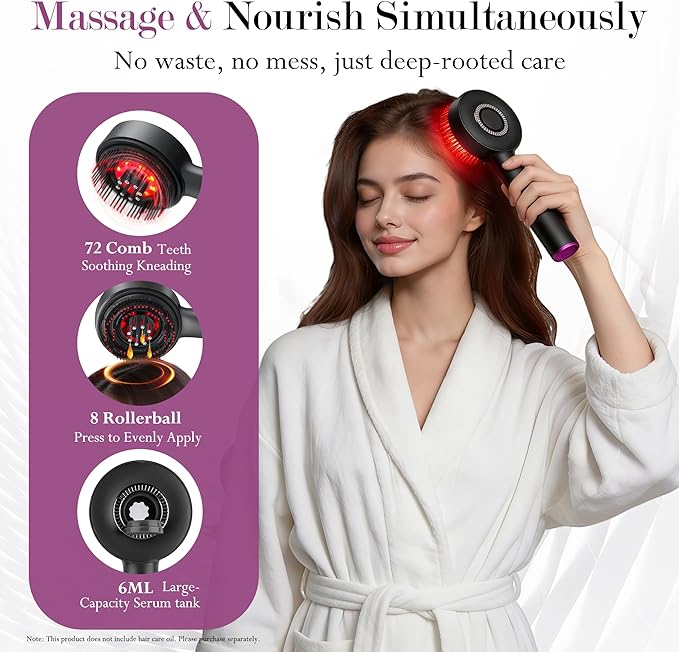 3-in-1 Rechargeable Scalp Massager Hair Growth Oil Applicator Gentle Scratching &amp Kneading IPX7 Waterproof Electric Head Massage Tool for Home Spa Portable Scalp Brush for All Hair Types