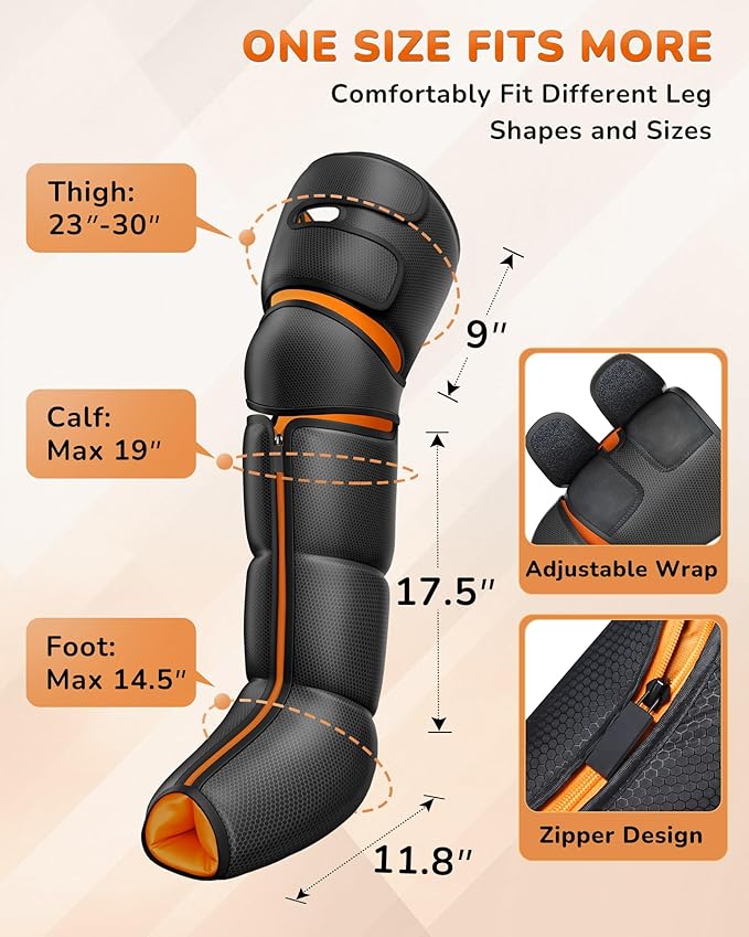 Leg Massager with Heat and Compression : Foot and Calf Massager for Circulation and Pain Relief Sequential Compression Boots with 6 Modes 9 Intensity 3 Heat - Gifts for Mom Dad Him Her