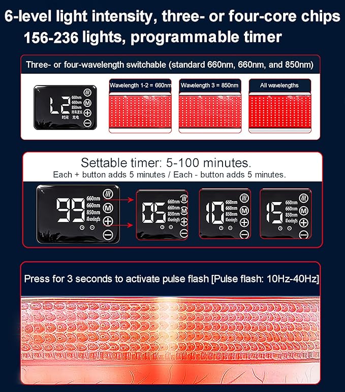 Equine Red Light Therapy Device Horse Muscle Recovery Red Light Therapy Lamp Waterproof Red Light Therapy Pad Built-in Timer 6-Level Dimming 56 * 30CM