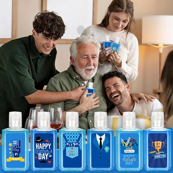 50 Pcs Father's Day Mini Hand Sanitizer Bulk Happy Father's Day Small Hand Soap 1fl Oz Travel Size Hand Soap Best Dad for Happy Fathers Day Party Supplie