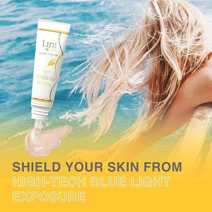 Lira Clinical EliōDrops SPF 30 Glow - 1 fl oz - 16% Zinc Oxide Physical Sunscreen for Face - UVA/UVB/HEV Broad Spectrum &amp Reef Safe Sunscreen Serum - for All Skin Types