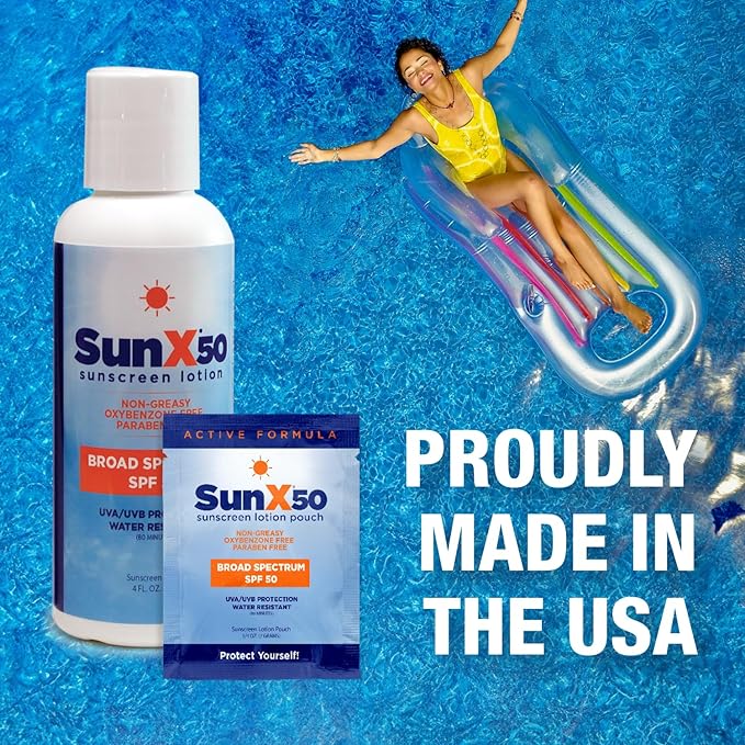CoreTex Sun X 50 SPF Broad Spectrum Sunscreen Packets - Bulk Pack of 100 Paraben Oxybenzone Octinoxate &amp Oil Free Sunscreen - No White Cast and Water Resistant Up to 80 Minutes