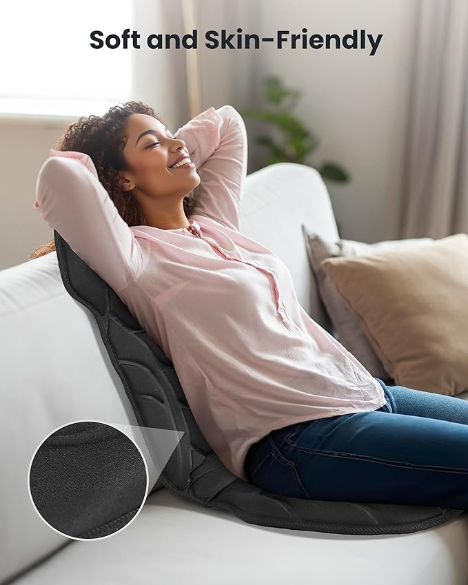 COMFIER Massage Chair Pad Back Massager with Heat for Back Pain Relief Chair Massage Mat with 5 Vibration Mode &amp 8 Massage MotorsChair Massager for Office Home ReclinerGifts for Mom Dad