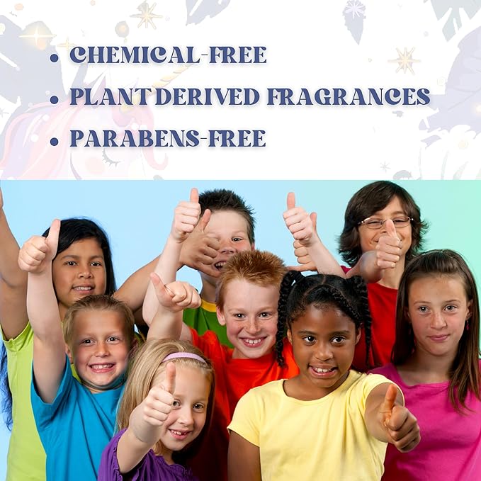 Kids Body Wash – Plant Based Gentle Moisturizer with Shea Butter – Safe for Sensitive Skin – Unicorn Magic – 3 Pack (8 oz Each)