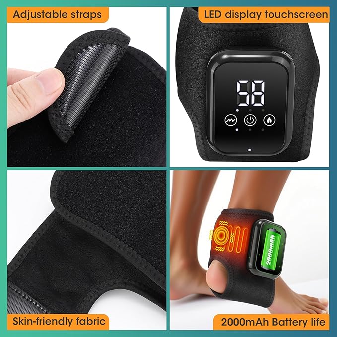 2PCS Foot Renew Massager for Neuropathy 3-in-1 Cordless Foot and Ankle Massager for Heel Arch &amp Ankle Relief 2000mAh Rechargeable Black