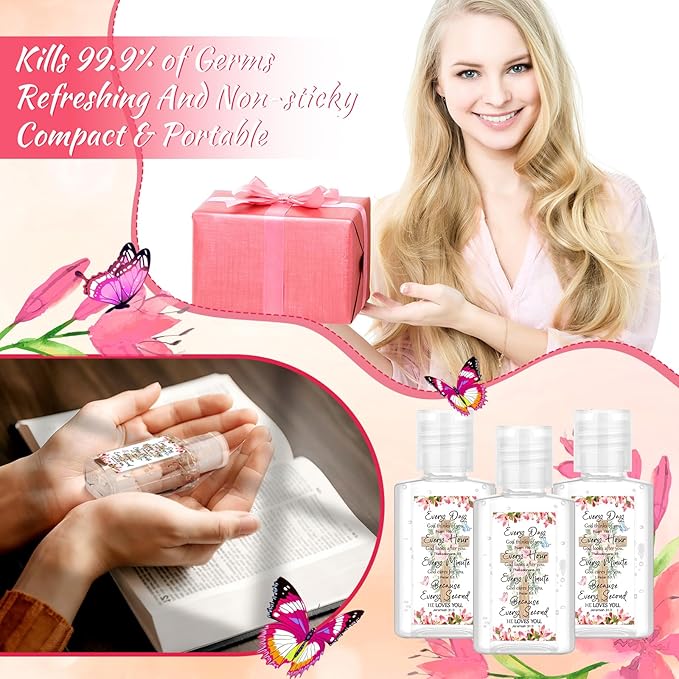 Gejoy 72 Pack Christian Hand Sanitizers Bible Verse Mini Hand Sanitizers Bulk Travel Size Religious Gifts Christian Party Favors for Church Prayer Women Mom Pastor Holiday Christmas Stocking Stuffers