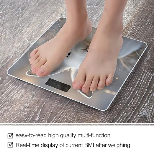 Cute Bunny Scale for Body Weight Digital Bathroom Scale Toughened Glass High Precision Scales for Body Weight with Large LCD Backlight Display Weight Scales