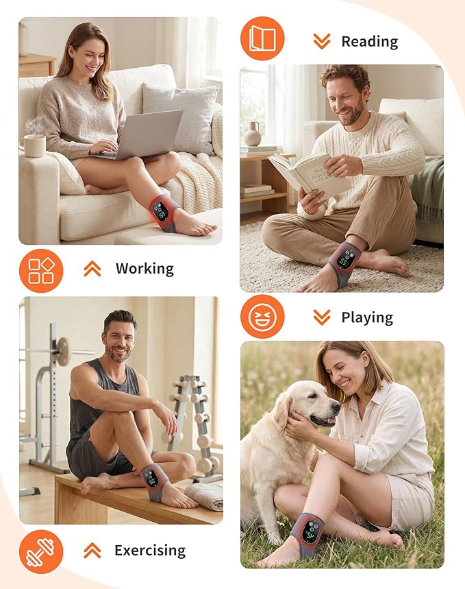 Cordless Foot Massager for Pain Relief &amp Circulation 4 Heat &amp 3 Vibration Modes with 3 Timers (30-Min Auto Off) Portable for Heel/Arch/Ankle Compact Design for Home Office Travel Gray
