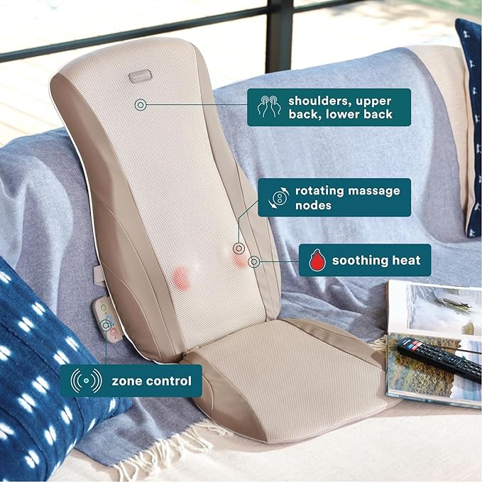 Homedics Shiatsu Back Massage Cushion with Adjustable Speeds and Comforting Heat Fits Most Chairs Brown 1 Count