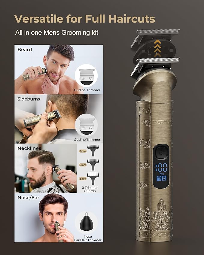 Hair Clippers for Men Professional Cordless Hair Clippers for Hair Cutting Mens Clippers and Trimmers Set Electric Hair Trimmer for Men with Package Case