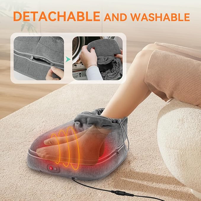 Snailax Foot Massager with Heat Heated Foot Warmer Under Desk Vibration Feet Massager Machine with 3 Vibrating Modes &amp 2 Heating Levels Remote Control Foot Heater