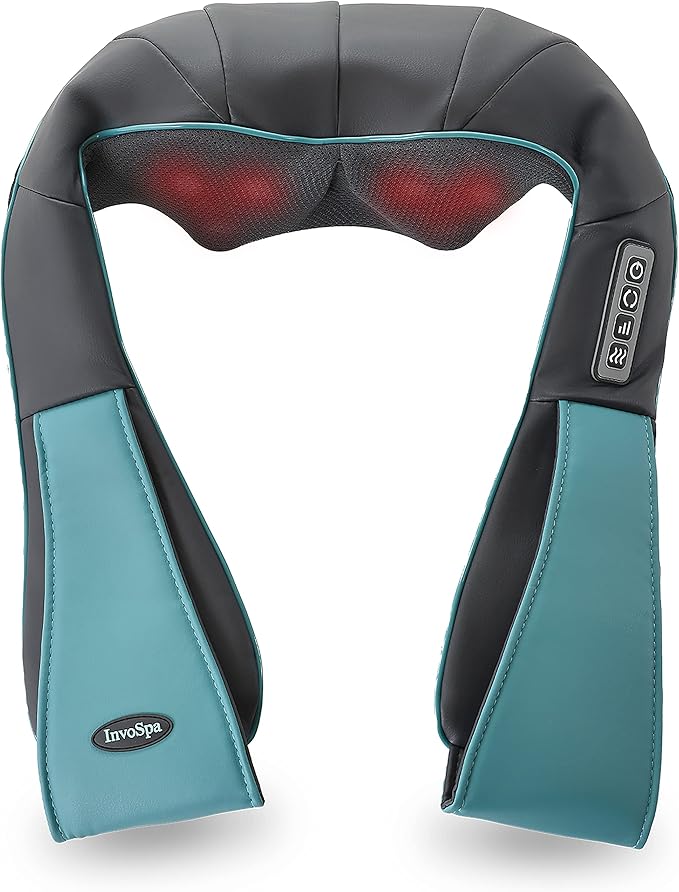 InvoSpa Shiatsu Neck and Back Massager with Heat - Deep Kneading Pillow for Massage - Electric Full Body Massager