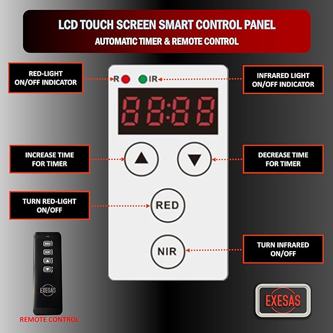 Red Light Therapy Device for Full Body 630nm 660nm 810nm &amp 850nm Near Infrared Dual-Chip Clinical Grade LED Panel for Smooth Skin Weight &amp Pain Management and Overall Wellness (1000-Watt