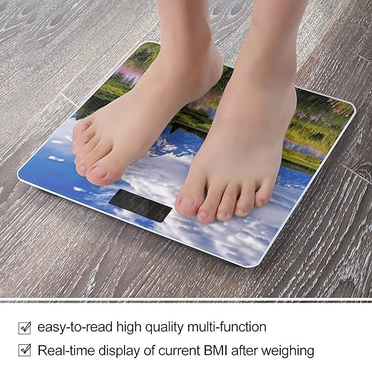 Grand Teton National Park Bathroom Scale Large LCD Backlight Display Digital Scale Rounded Corners Body Scales Automatic Power On/Off Bathroom Scales for Home Bedrooms