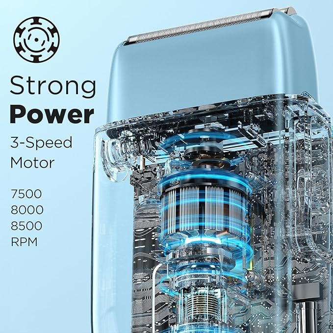 Electric Foil Shavers for MenUpgraded 3-Speed Electric Razor Double Floating Blade IPX7 Waterproof Wet/Dry LED Display USB Rechargeable