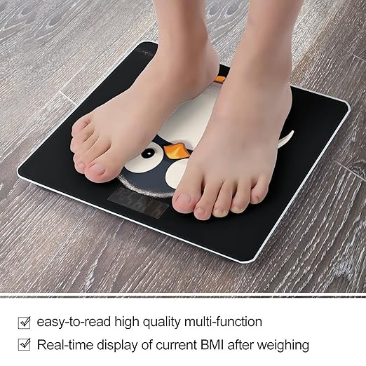 Cute Penguin Weight Scale Digital Electronic Scales Bathroom Scale Larg LCD Backlight Display High Precision MeasurementsTempered Glass
