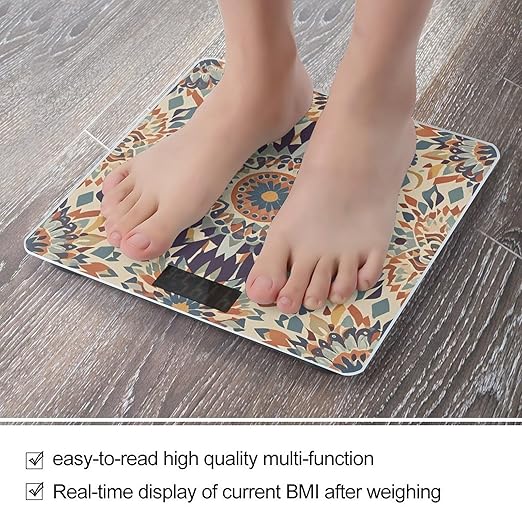 Native American Patterns Scale for Body Weight Digital Bathroom Scale Toughened Glass High Precision Scales for Body Weight with Large LCD Backlight Display Weight Scales