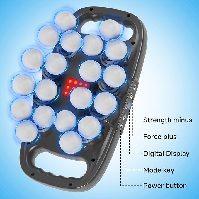 leikefitness 20-Head Deep Tissue Massage Gun with 20 Intensities 6 Modes 3 Timing Settings Electric Percussion Massager for Back Shoulders Legs Arms Neck
