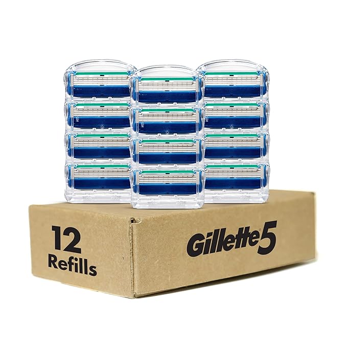 Gillette 5 Men's 5-Blade Razor Blade Refills 12 Count