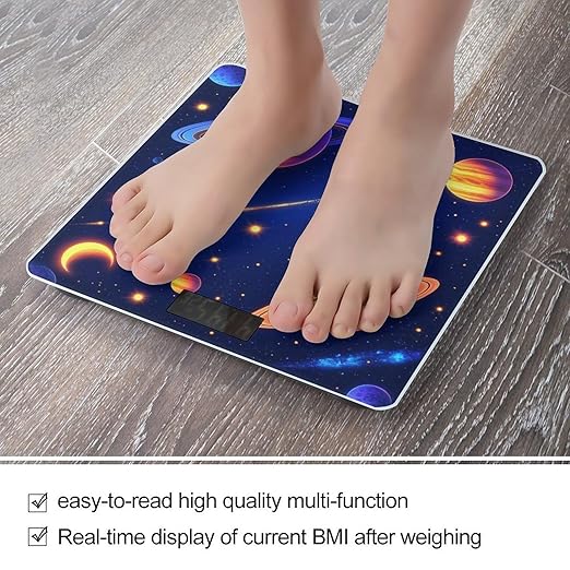 Digital Bathroom Weighing Scale Energy Saving Scale Smart Scale for Body Weight Cosmic Universe Stars Planets Blue Galaxy Art