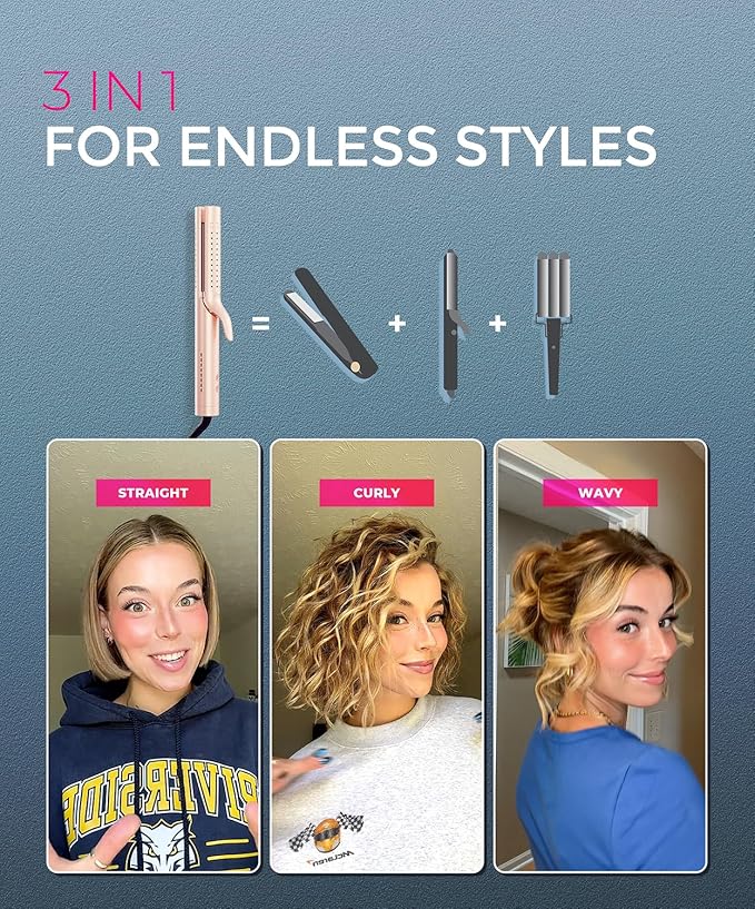 Upgraded TYMO Airflow Curling Iron + Flat Iron Hair Straightener