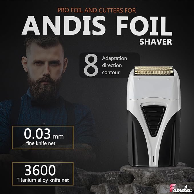 Replacement Heads for Andis Shaver Pro-Foil &amp Lithium - Super Soft Gold Titanium Cutters for Andis Foil Shaver Replacement TS1 17150 17235 17220 TS2 17200 Compatible with Razor Blades