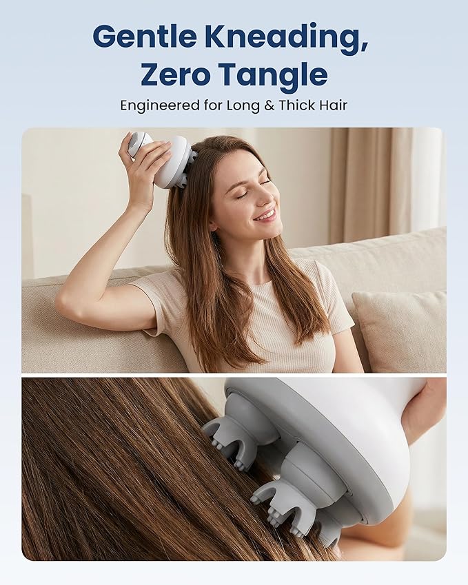 COMFIER Electric Cordless Hair Scalp Massager with Kneading 84 Massage Nodes Handheld Portable Head Scratcher Massager for Hair Growth Deep Clean and Stress Relax Gifts for Men Dad