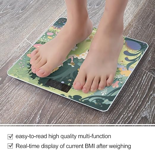 Fairy Garden Bathroom Scale for Body Weight LCD Display Digital Bathroom Scale Tempered Glass Bathroom Weight Scales Fashion Smart Scales for Home Bedroom 400 Lb