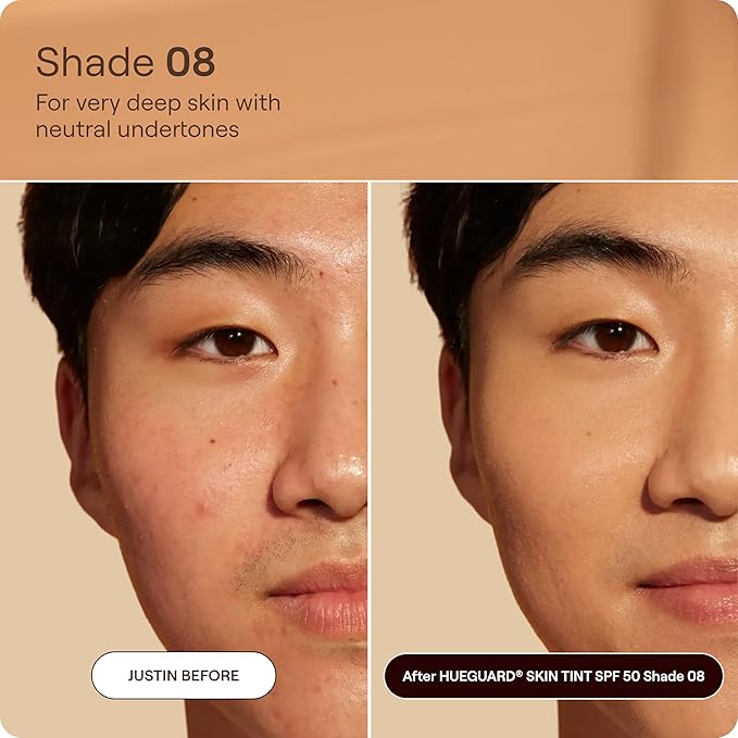 Live Tinted Hueguard Skin Tint SPF 50 - Tinted Mineral Sunscreen with Light-Medium Buildable Coverage With a Hydrating and Radiant Finish - Water and Sweat Resistant 1.35 fl oz - Shade 08