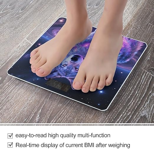 Digital Bathroom Scale for Body Weight Scale with Bright LCD Display High Accuracy Step-On Technology Auto On/Off Galaxy Wolf Digital Scales 400 Lbs /180kg