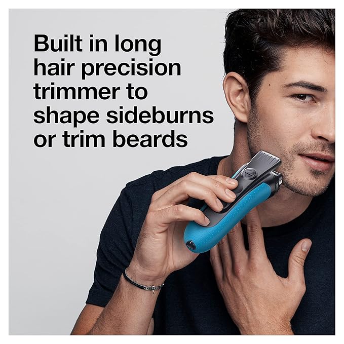 Braun Electric Series 3 Razor with Precision Trimmer Rechargeable Wet &amp Dry Foil Shaver for Men Blue/Black 4 Piece