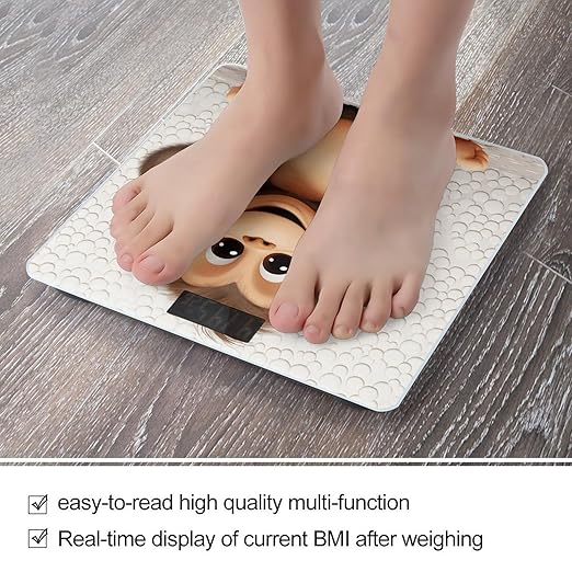 Cute Monkey Bathroom Scale Large LCD Backlight Display Digital Scale Rounded Corners Body Scales Automatic Power On/Off Bathroom Scales for Home Bedrooms