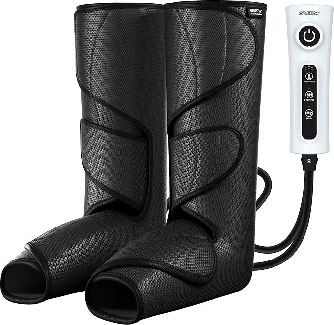 CINCOM Leg Massager for Circulation and Pain Relief Air Compression Calf Foot Massagers Helpful for Relaxation Gifts for Mom and Dad (with 2 Extensions)