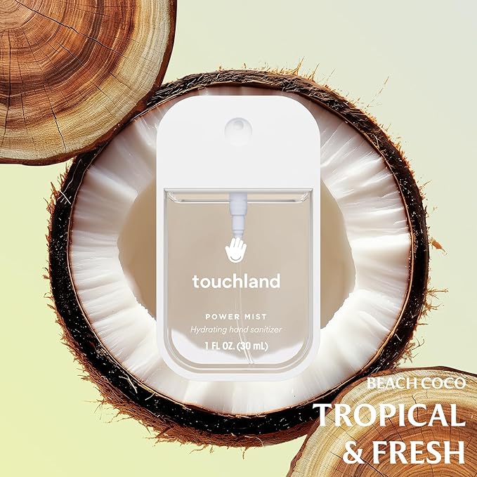 Touchland Hydrating Hand Sanitizer Spray – Tropical Trio Set (Mango Passion Beach Coco Wild Watermelon) – 3 x 1 FL OZ Travel Size Mists